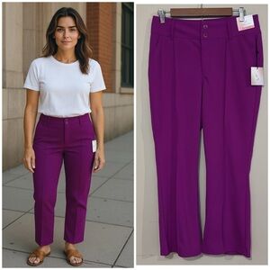 Vibrant Purple Fuchsia Crop Trousers Women's Size 9 NWT Spring Fall Transition